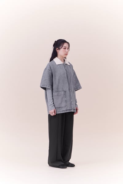 歐巴的針織拼接牛仔襯衫16