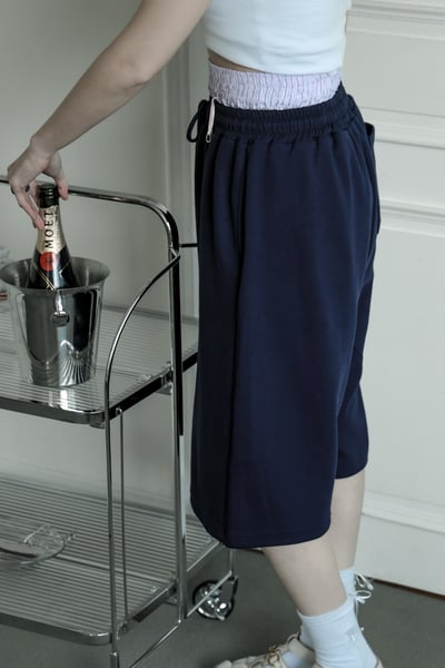 條紋配襯小吊環七分棉褲（咩冷同款）7