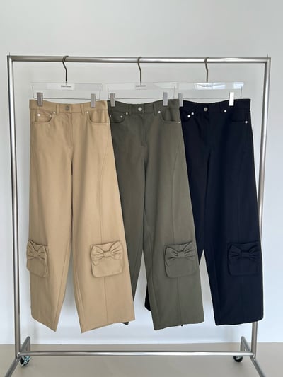 蝴蝶結口袋設計工裝褲12