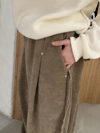 柔軟燈芯絨內刷絨寬褲（自留）5