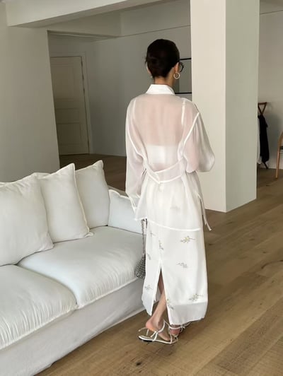 春夏光澤感兩件式透膚襯衫6