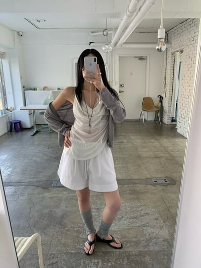 浪漫垂墜棉質細肩上衣5