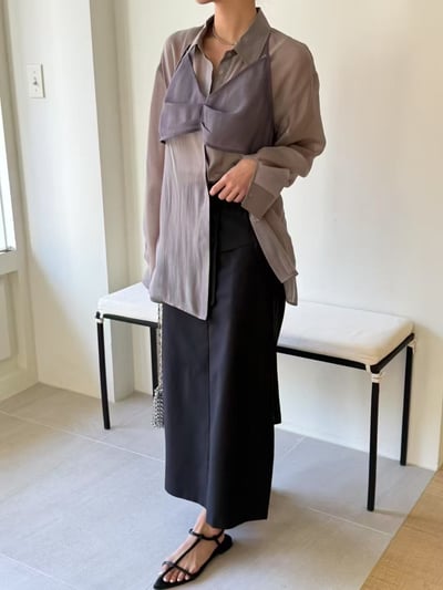 春夏光澤感兩件式透膚襯衫15