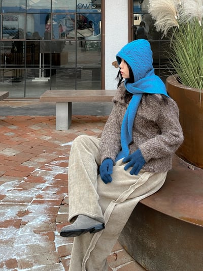 柔軟針織圍巾帽（多色）1