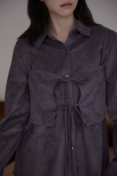 兩件式麂皮質感設計襯衫1