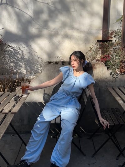 出遊必備花苞袖緹花連身褲（子珊同款）4