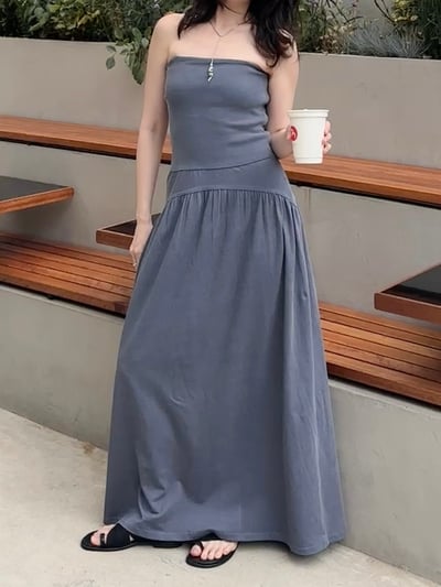 顯腰身彈力棉質平口洋裝4