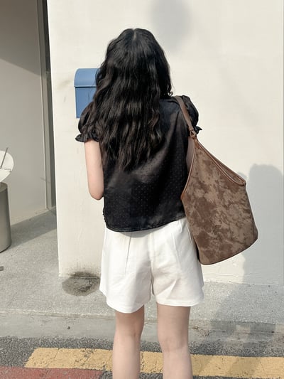 夏日舒服棉附皮帶短褲3