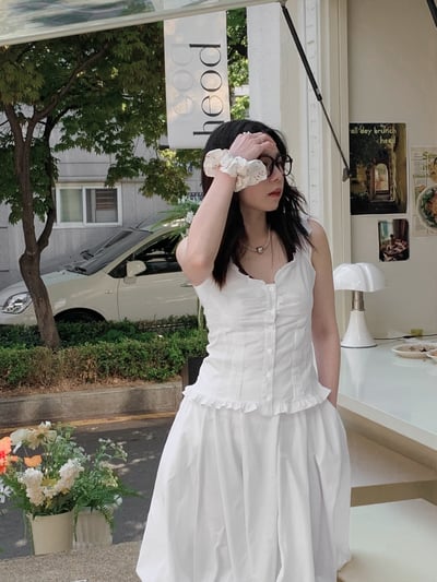 荷葉少女棉質背心上衣1