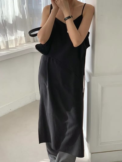 仙女日常層次綁帶細肩洋裝14