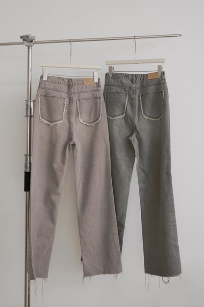 時髦抽鬚口袋渲染牛仔長褲7