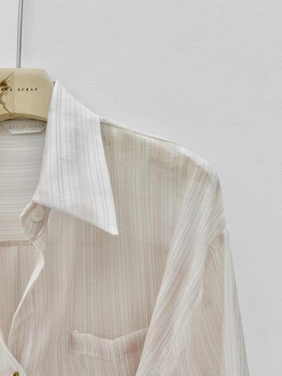 低調混紡條紋輕透襯衫5