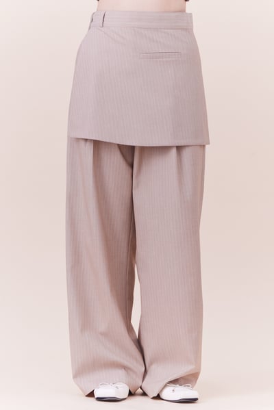 兩件式條紋西裝長褲裙10