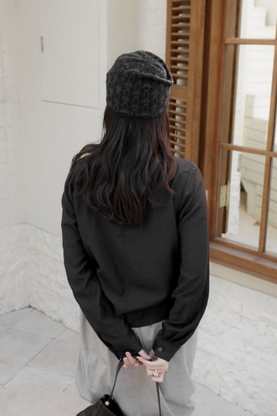 疊加領垂墜排扣附綁帶襯衫7