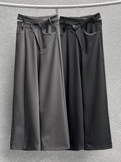 雙層交錯腰頭設計西裝長褲9