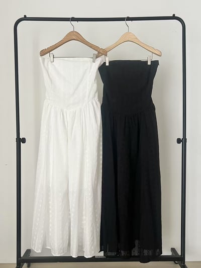 度假必備平口蕾絲雕花長洋裝12