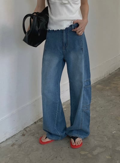 側口袋工作風牛仔褲3