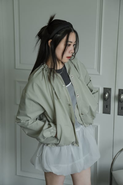 雙層荷葉抽繩排釦風衣外套（咩冷同款）12