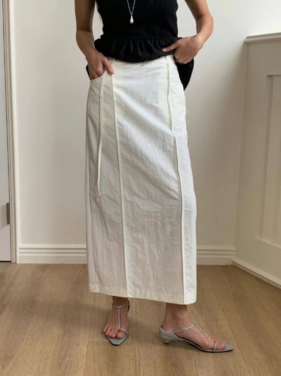 韓系簡約附腰帶風衣長裙6