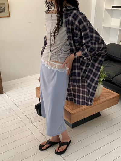 延南洞歐尼奶油蕾絲長裙3