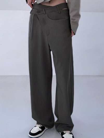 雙層交錯腰頭設計西裝長褲1