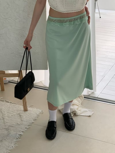 延南洞歐尼奶油蕾絲長裙2