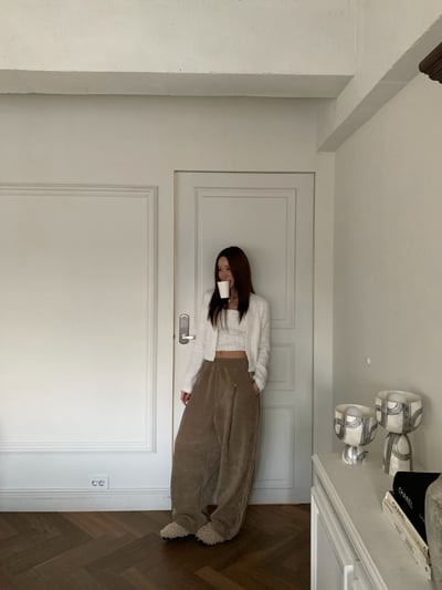 柔軟燈芯絨內刷絨寬褲（自留）3