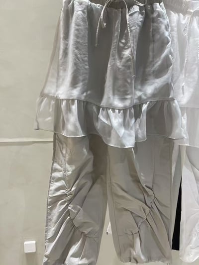 紡紗拼接層次設計抽繩長褲22