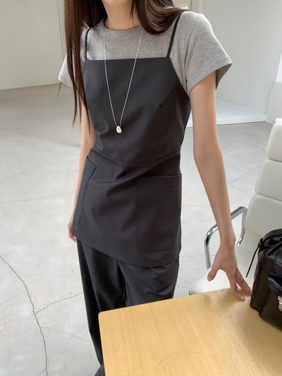 後綁腰質感西裝背心裙13