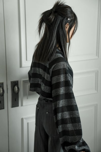 自然隨性寬袖短版針織小外套1