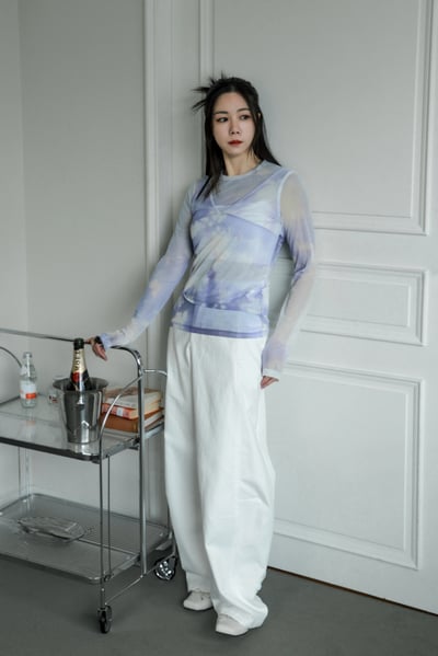 小眾設計款渲染透膚背心/上衣8