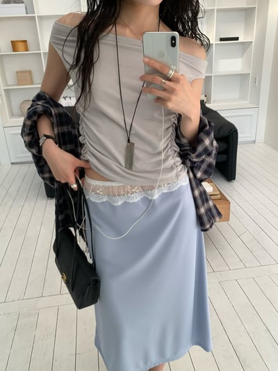 延南洞歐尼奶油蕾絲長裙4