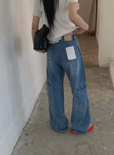 側口袋工作風牛仔褲8