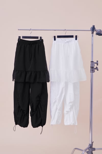 紡紗拼接層次設計抽繩長褲17