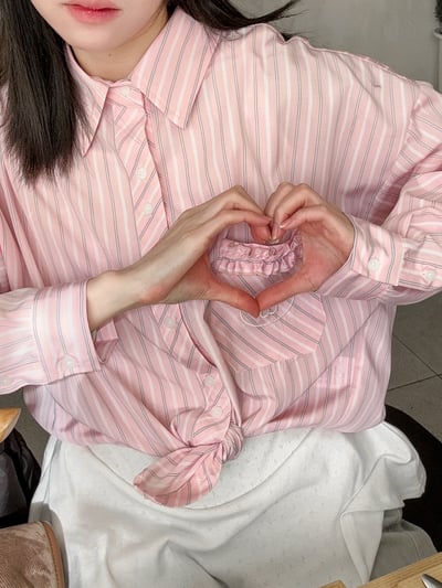 法式浪漫微甜條紋襯衫2