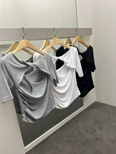 扭結設計舒服軟棉上衣8