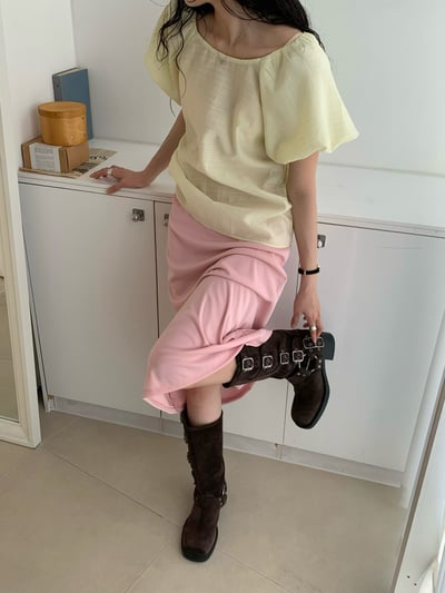 延南洞歐尼奶油蕾絲長裙5