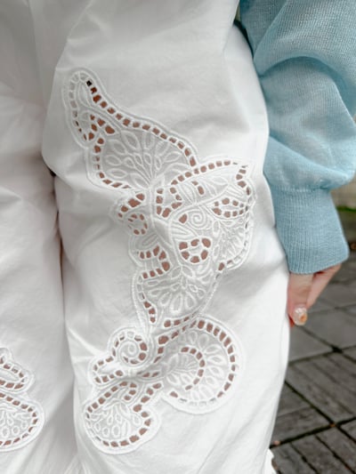 高級感法式刺繡七分褲3