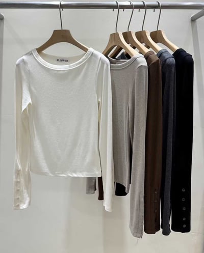 袖口設計圓領棉質上衣2