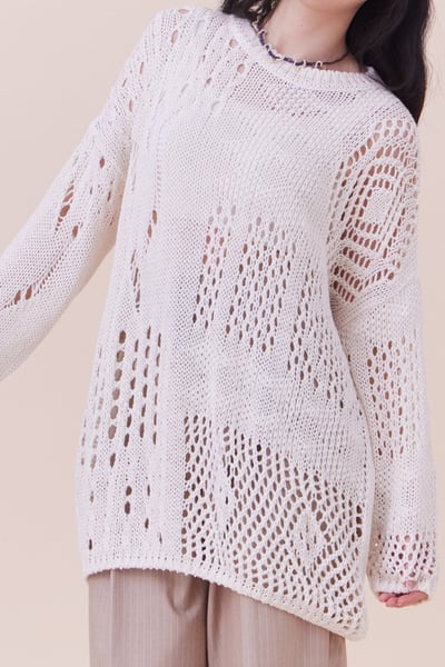 春天來了粗織簍空設計上衣8