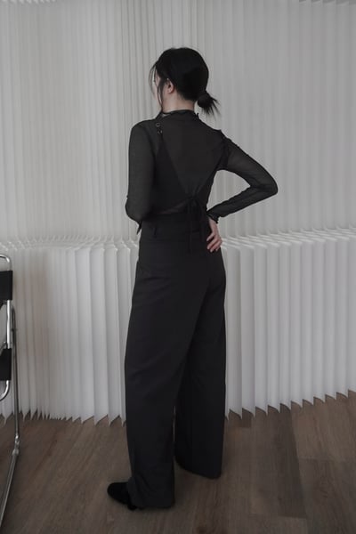 雙層交錯腰頭設計西裝長褲4