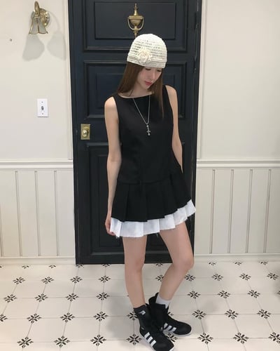 修身拼接西裝百褶洋裝（褲裙）3