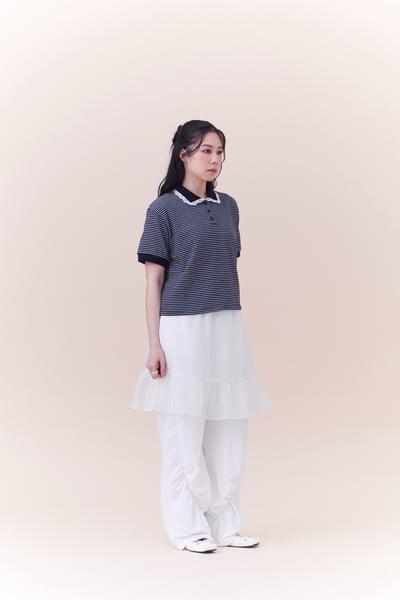 蕾絲小細節POLO條紋上衣17