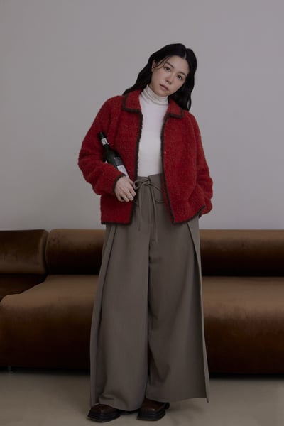 柔軟Q毛撞色針織外套4