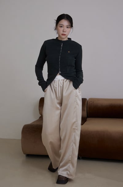 高級光澤溫柔緞面長褲10