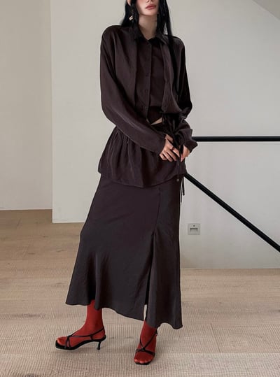 高級感光澤無肩線設計襯衫4