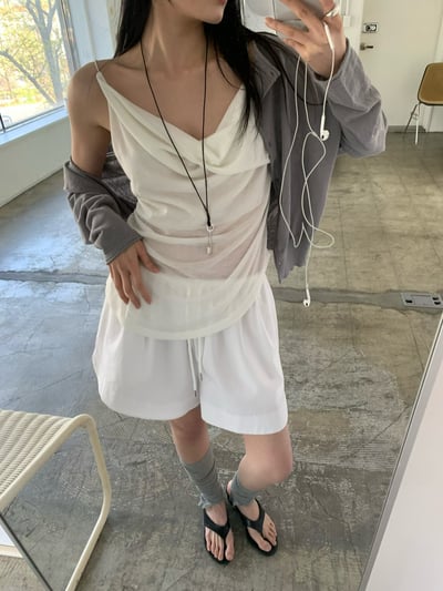 浪漫垂墜棉質細肩上衣1