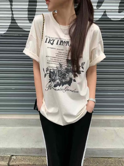 玫瑰帶刺親膚柔棉寬版T恤11