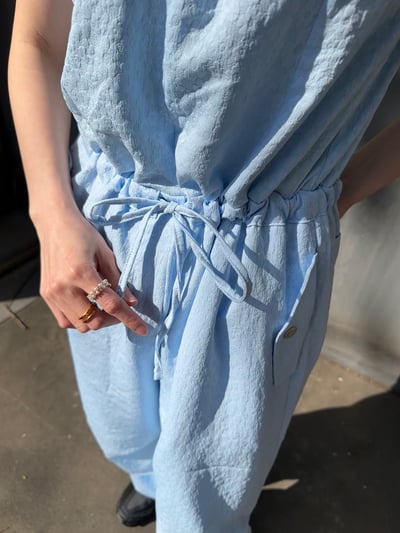 出遊必備花苞袖緹花連身褲（子珊同款）12