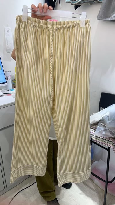 法式小浪漫鬆緊腰頭條紋長褲18